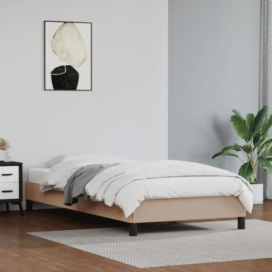 vidaXL Bedframe kunstleer cappuccinokleurig 90x190 cm afbeelding 1
