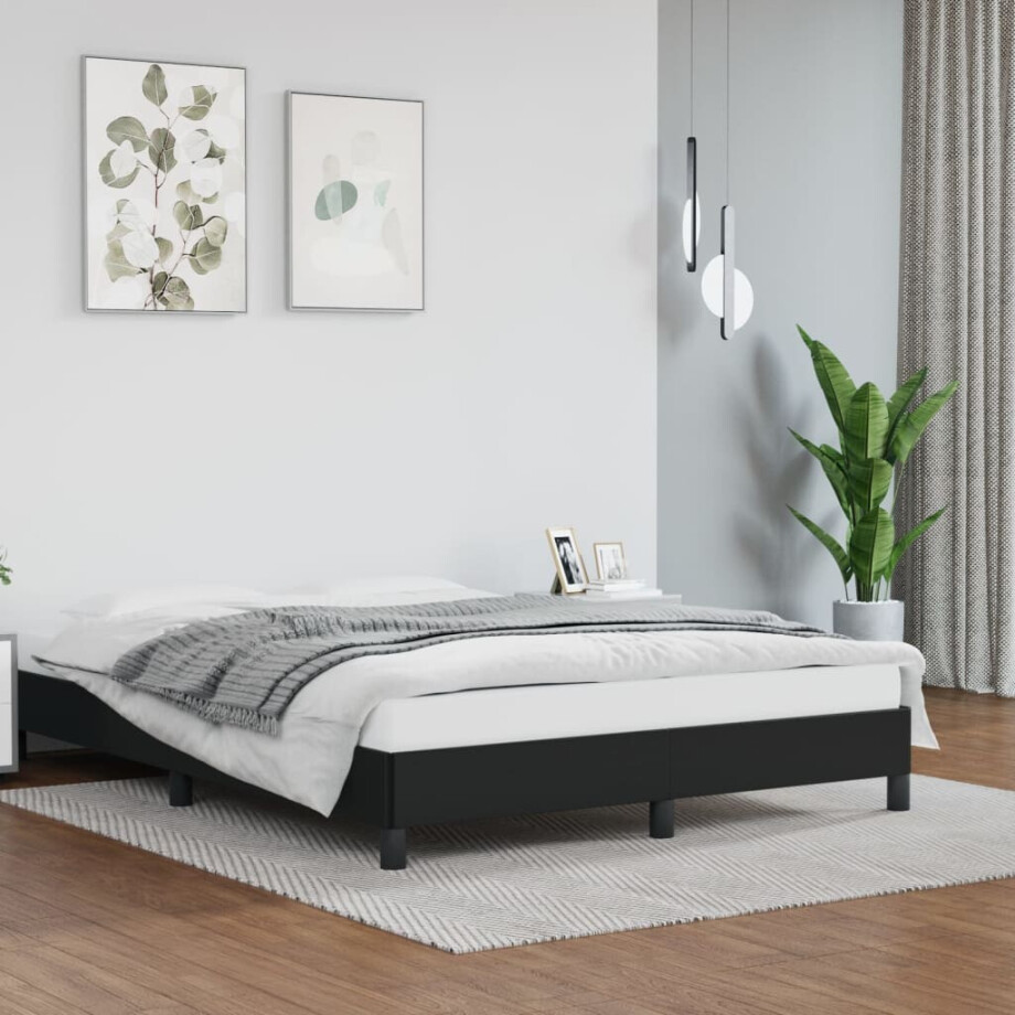 vidaXL Bedframe kunstleer zwart 140x190 cm afbeelding 1