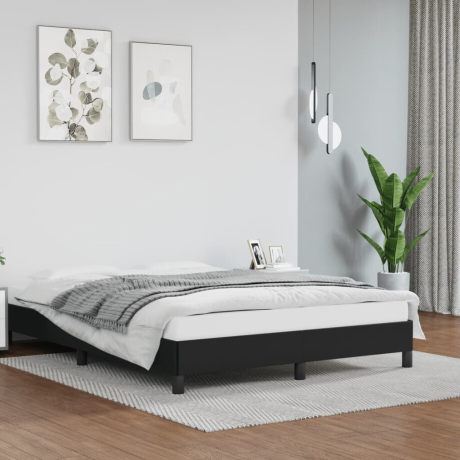 vidaXL Bedframe kunstleer zwart 140x200 cm afbeelding 1
