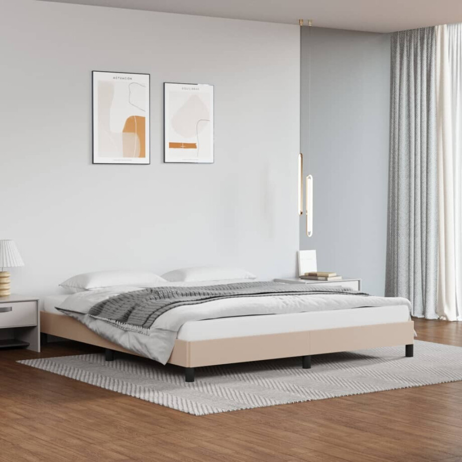 vidaXL Bedframe kunstleer cappuccinokleurig 180x200 cm afbeelding 1