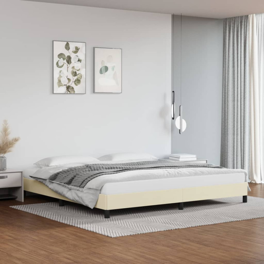 vidaXL Bedframe kunstleer crèmekleurig 200x200 cm afbeelding 1