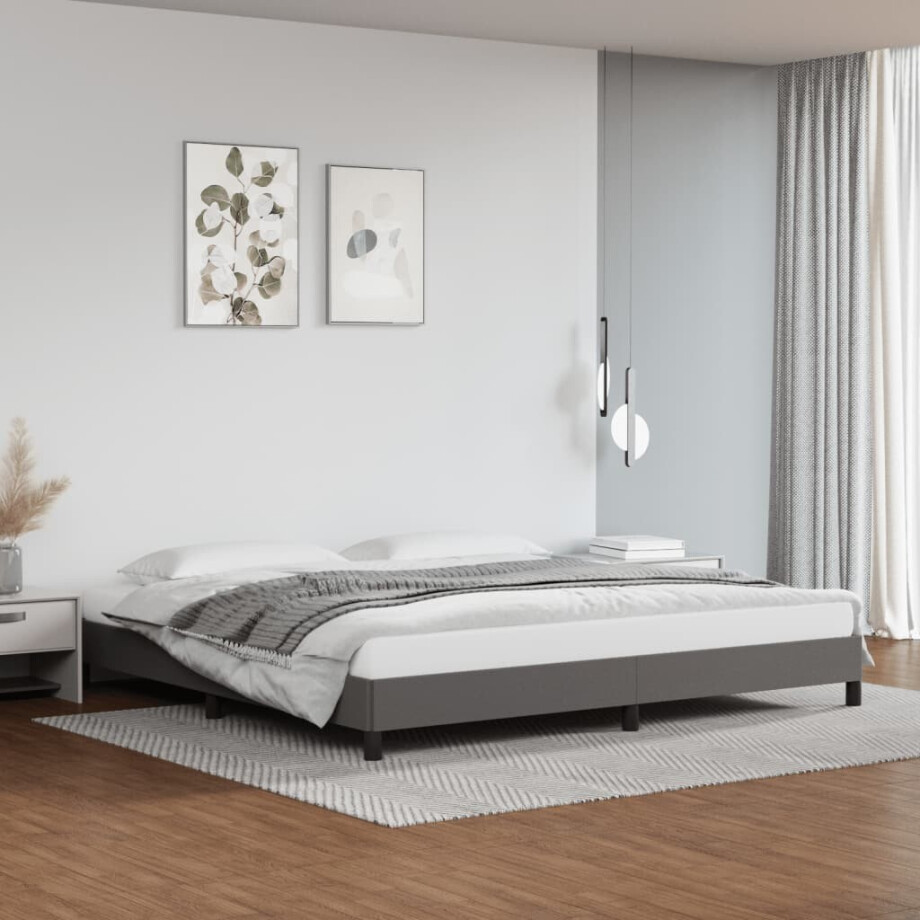 vidaXL Bedframe kunstleer grijs 200x200 cm afbeelding 1
