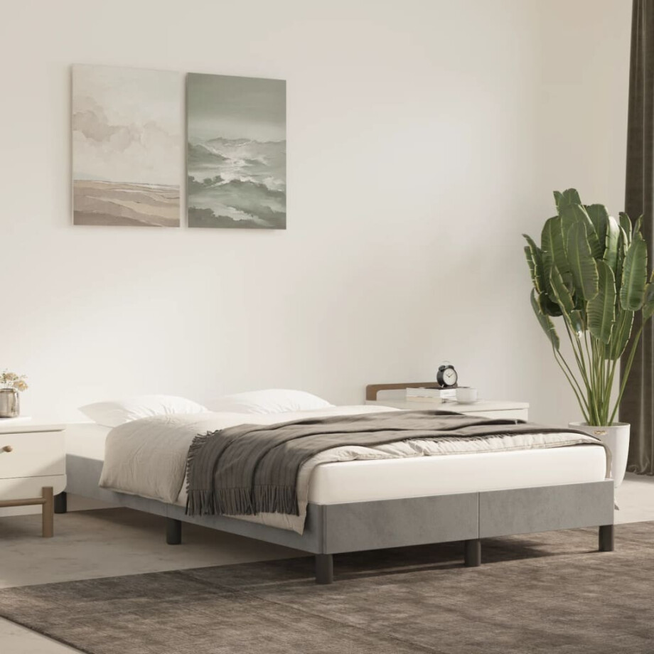 vidaXL Bedframe zonder matras 120x200 cm fluweel lichtgrijs vidaXL Bedframe zonder matras 120x200 cm fluweel lichtgrijs afbeelding 1