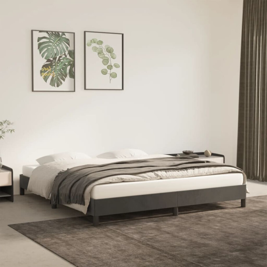 vidaXL Bedframe zonder matras 180x200 cm fluweel donkergrijs afbeelding 1