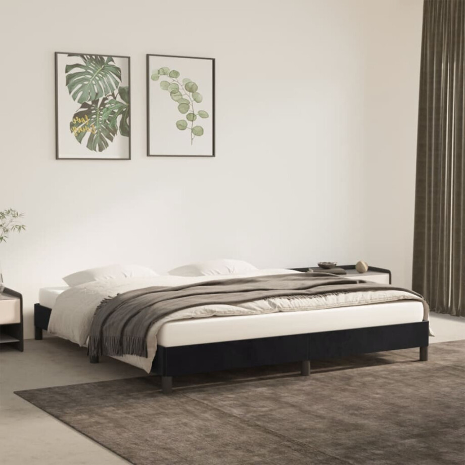 vidaXL Bedframe zonder matras 180x200 cm fluweel zwart afbeelding 1