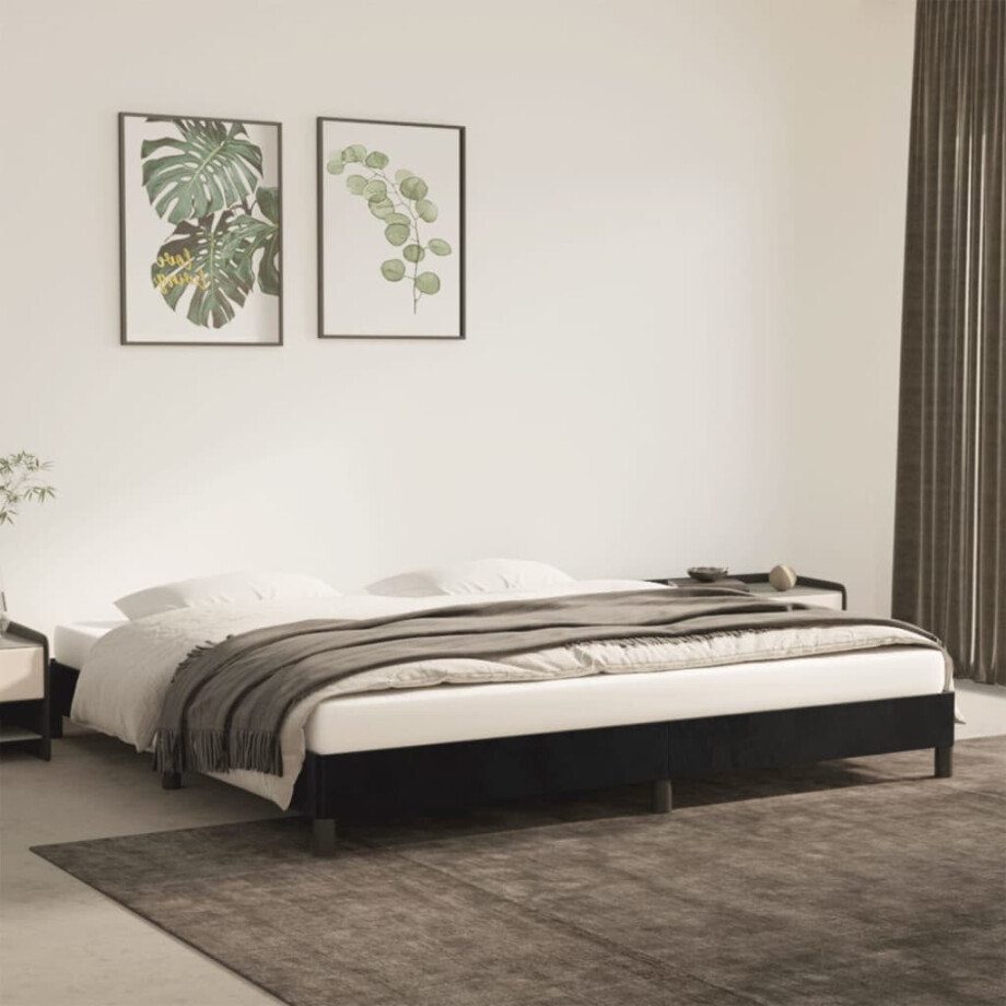vidaXL Bedframe zonder matras 200x200 cm fluweel zwart afbeelding 1