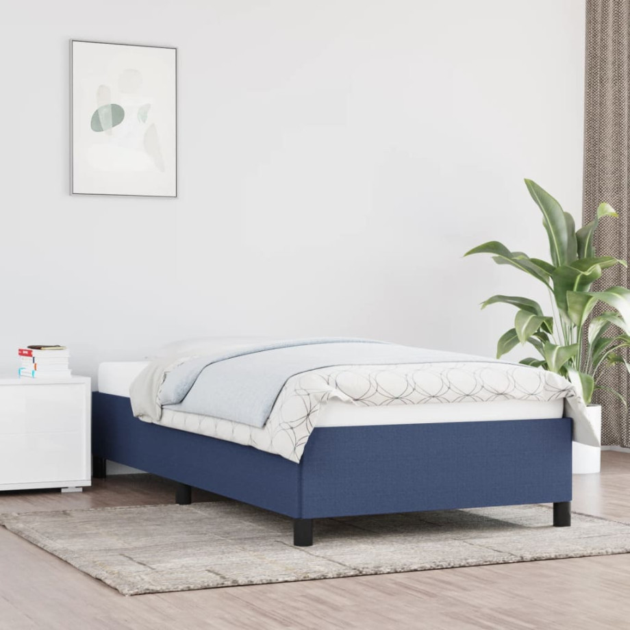 vidaXL Bedframe zonder matras 80x200 cm stof blauw afbeelding 1