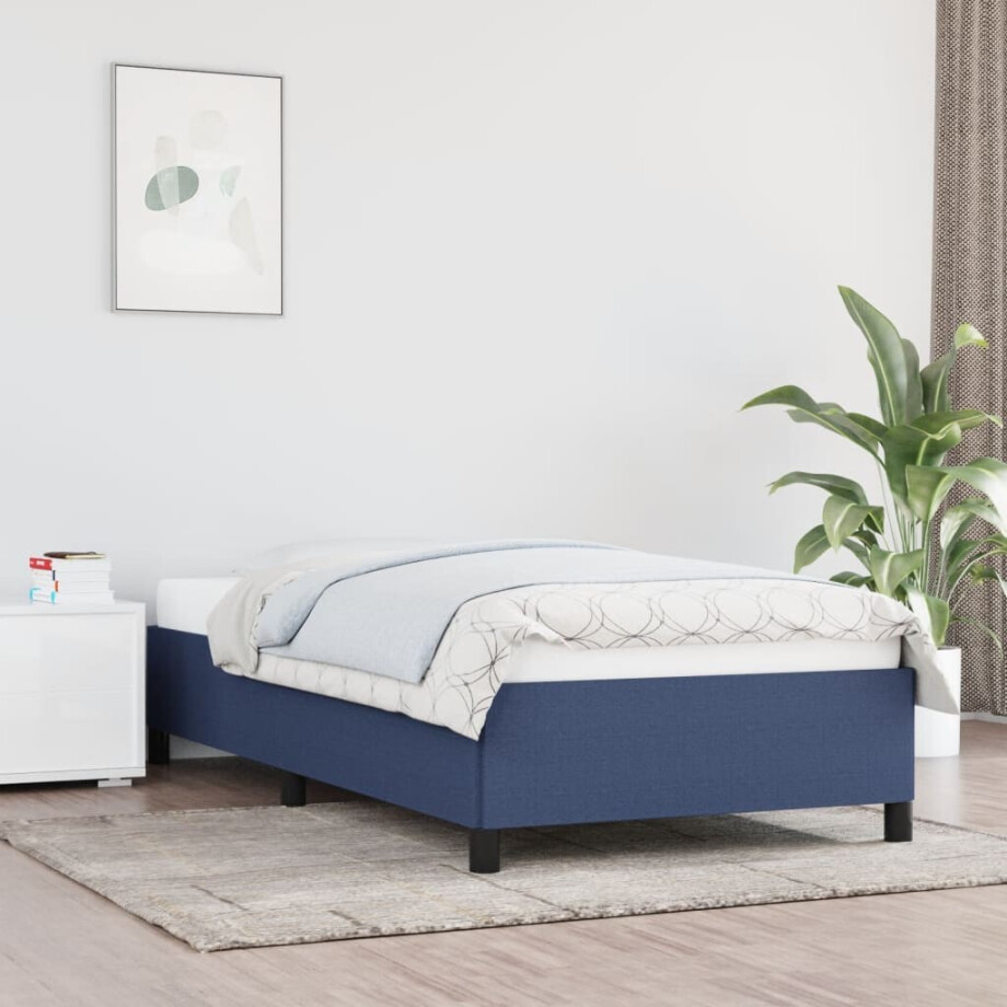 vidaXL Bedframe zonder matras 90x190 cm stof blauw afbeelding 1