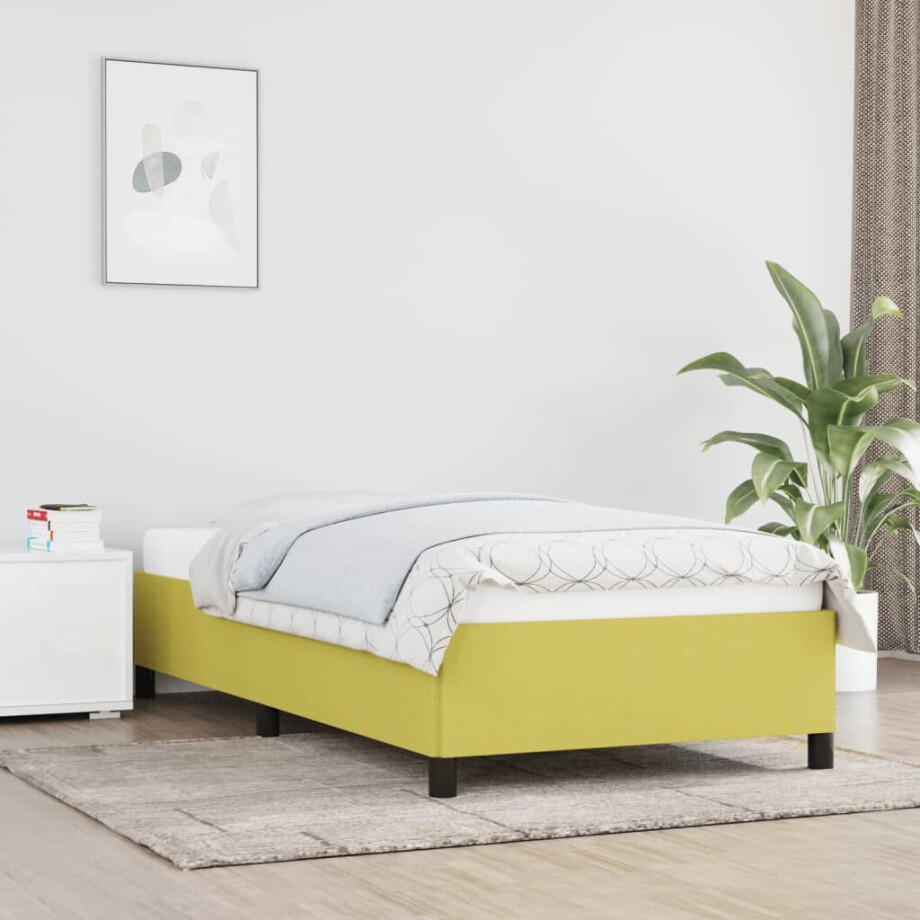vidaXL Bedframe stof groen 90x190 cm vidaXL Bedframe stof groen 90x190 cm afbeelding 1