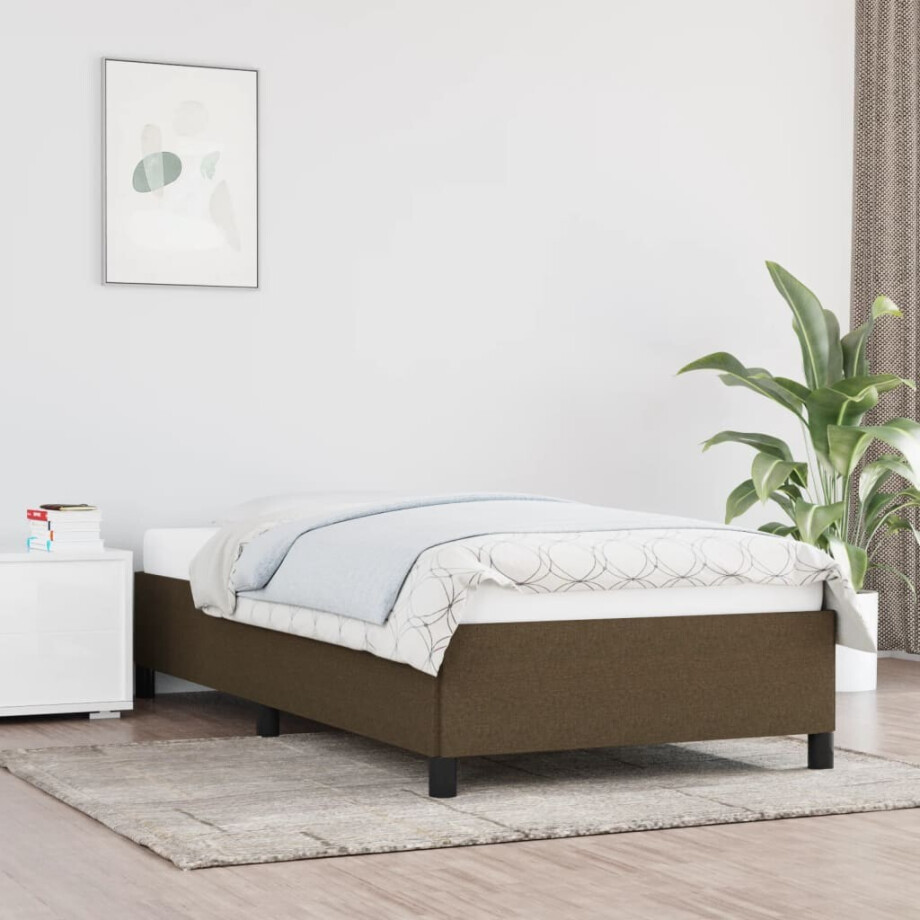vidaXL Bedframe zonder matras 100x200 cm stof donkerbruin vidaXL Bedframe zonder matras 100x200 cm stof donkerbruin afbeelding 1