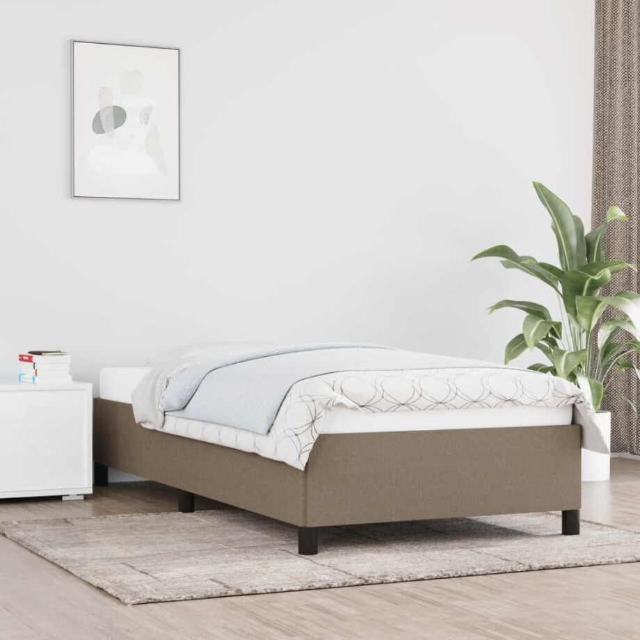 vidaXL Bedframe zonder matras 100x200 cm stof taupe vidaXL Bedframe zonder matras 100x200 cm stof taupe afbeelding 1