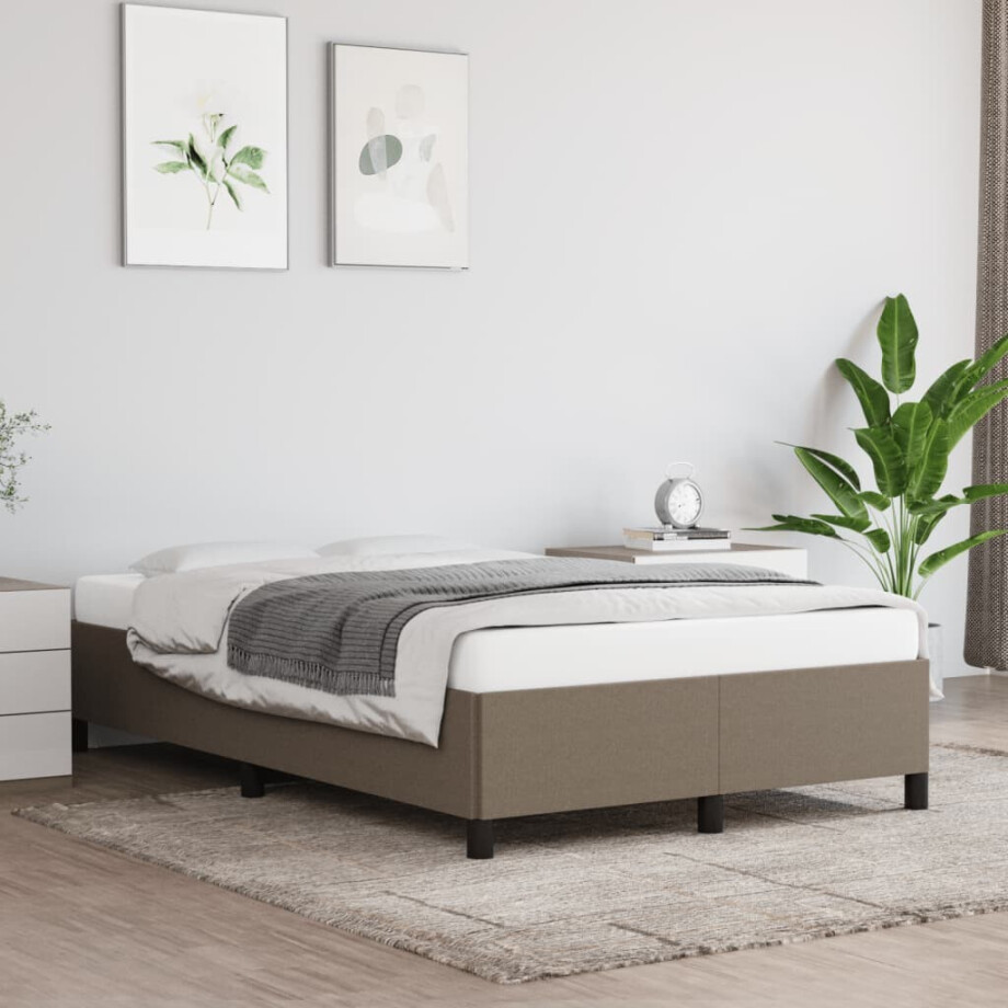 vidaXL Bedframe zonder matras 120x200 cm stof taupe afbeelding 1