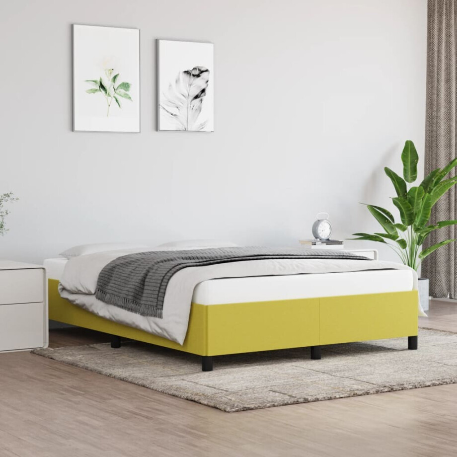 vidaXL Bedframe zonder matras 140x190 cm stof groen vidaXL Bedframe zonder matras 140x190 cm stof groen afbeelding 1