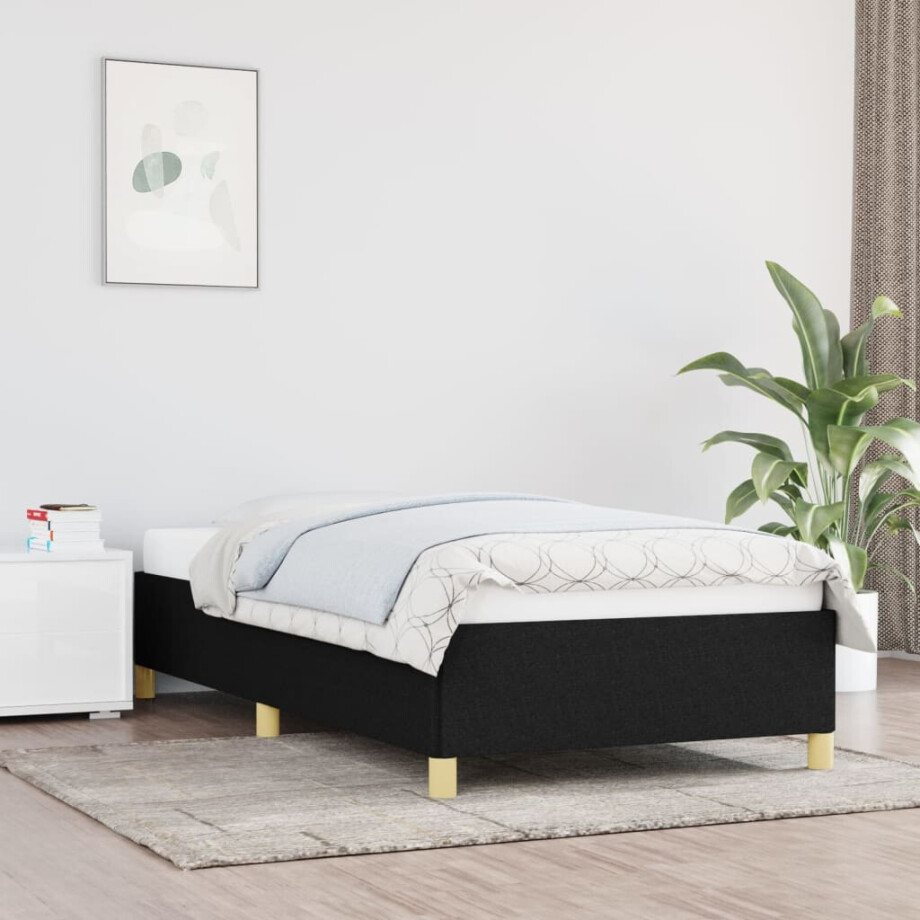vidaXL Bedframe zonder matras 80x200 cm stof zwart afbeelding 1