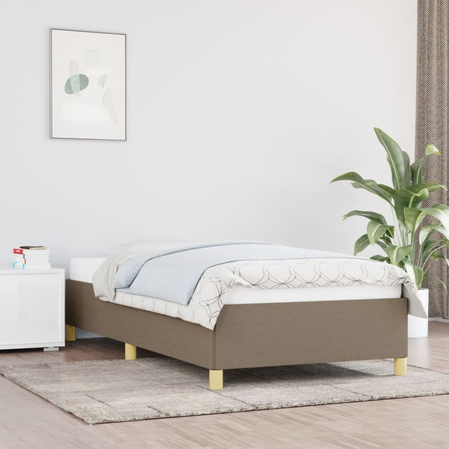 vidaXL Bedframe zonder matras 90x190 cm stof taupe vidaXL Bedframe zonder matras 90x190 cm stof taupe afbeelding 1