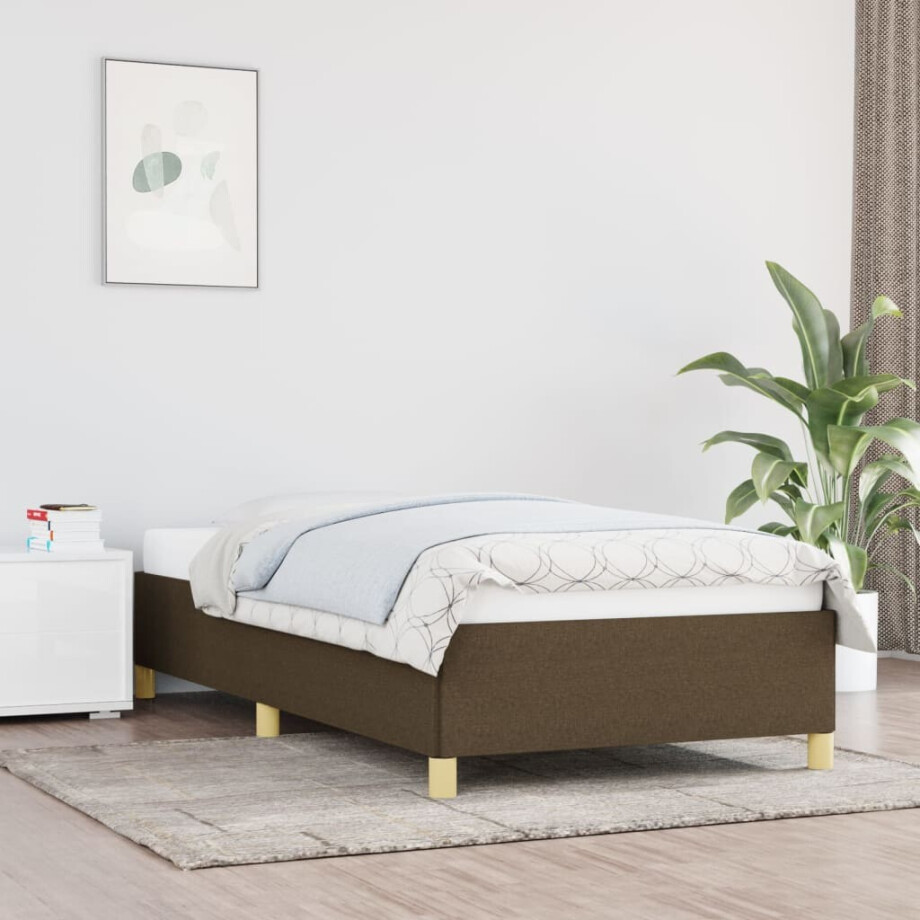 vidaXL Bedframe zonder matras 100x200 cm stof donkerbruin vidaXL Bedframe zonder matras 100x200 cm stof donkerbruin afbeelding 1