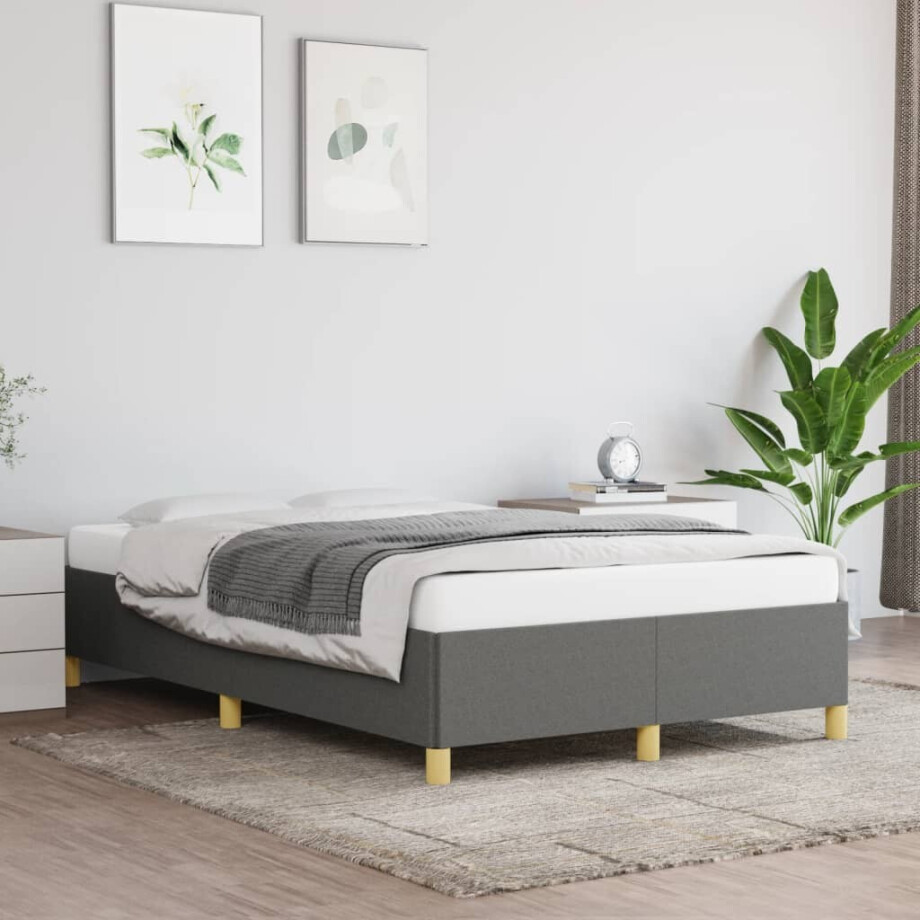 vidaXL Bedframe zonder matras 120x200 cm stof donkergrijs afbeelding 1