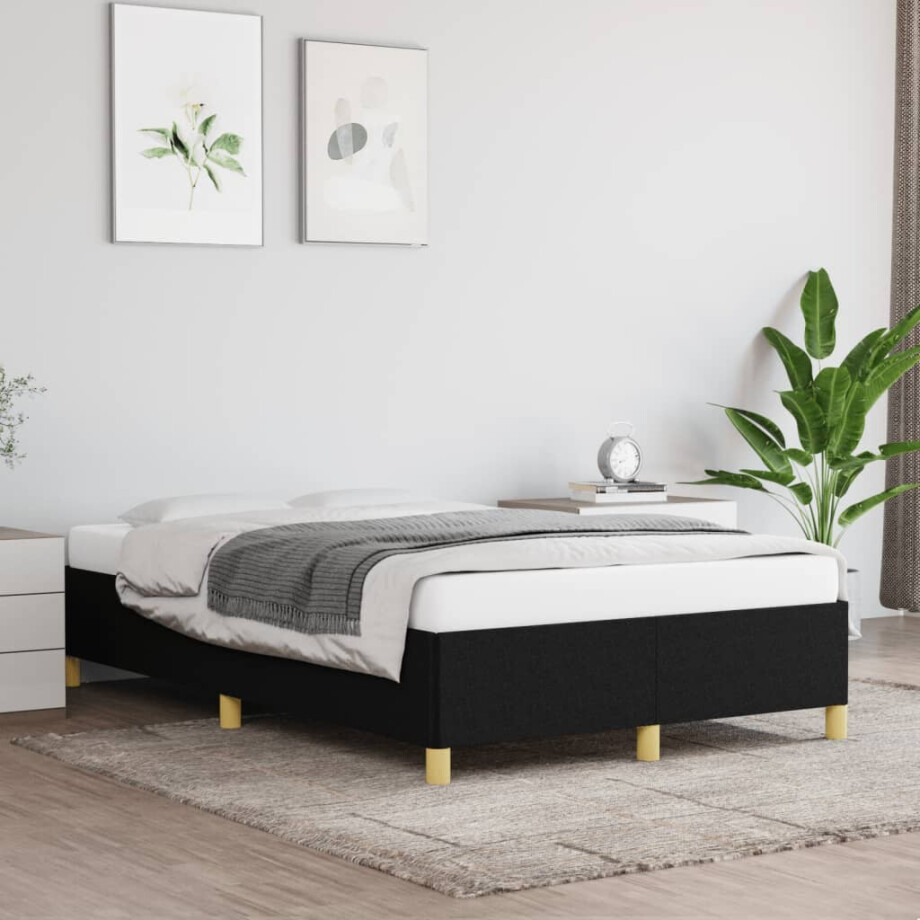 vidaXL Bedframe zonder matras 120x200 cm stof zwart afbeelding 1