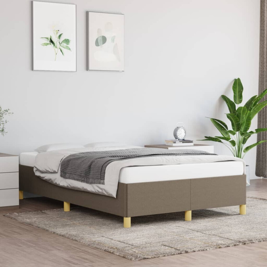 vidaXL Bedframe zonder matras 120x200 cm stof taupe afbeelding 1