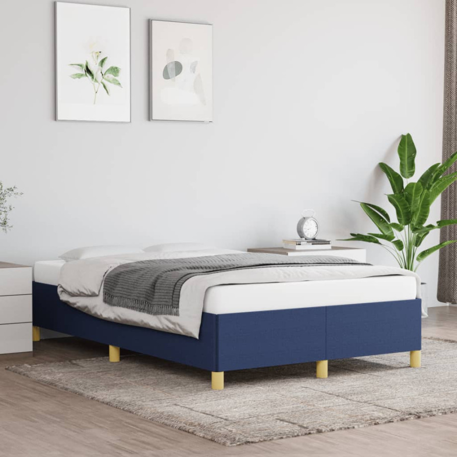 vidaXL Bedframe zonder matras 120x200 cm stof blauw afbeelding 1