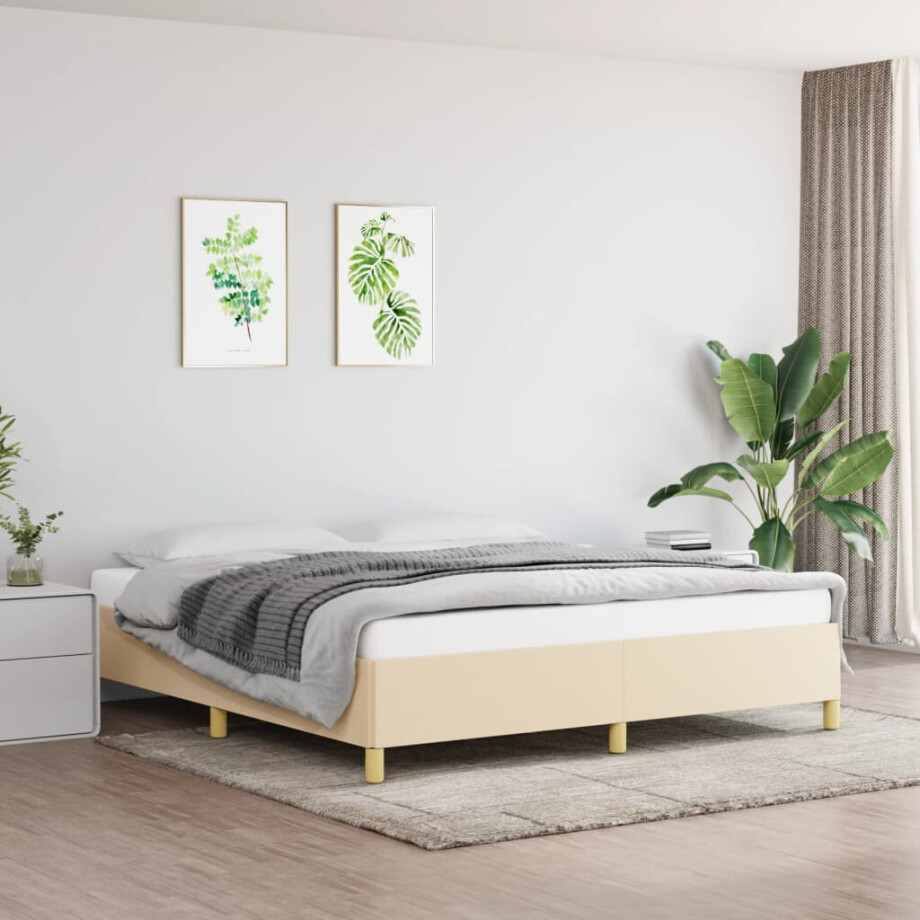 vidaXL Bedframe zonder matras stof crèmekleurig 160x200 cm vidaXL Bedframe zonder matras stof crèmekleurig 160x200 cm afbeelding 1