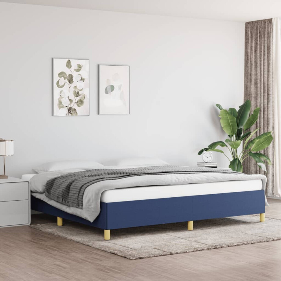 vidaXL Bedframe zonder matras stof blauw 200x200 cm vidaXL Bedframe zonder matras stof blauw 200x200 cm afbeelding 1