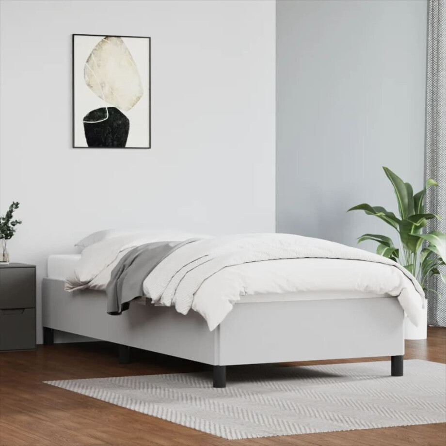 vidaXL Bedframe kunstleer wit 90x190 cm vidaXL Bedframe kunstleer wit 90x190 cm afbeelding 1