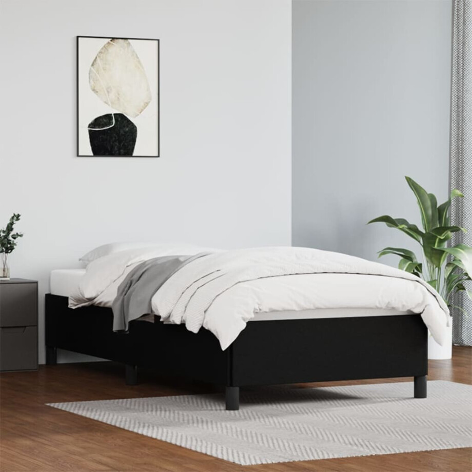 vidaXL Bedframe kunstleer zwart 90x200 cm vidaXL Bedframe kunstleer zwart 90x200 cm afbeelding 1