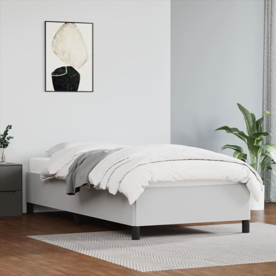 vidaXL Bedframe kunstleer wit 90x200 cm vidaXL Bedframe kunstleer wit 90x200 cm afbeelding 1