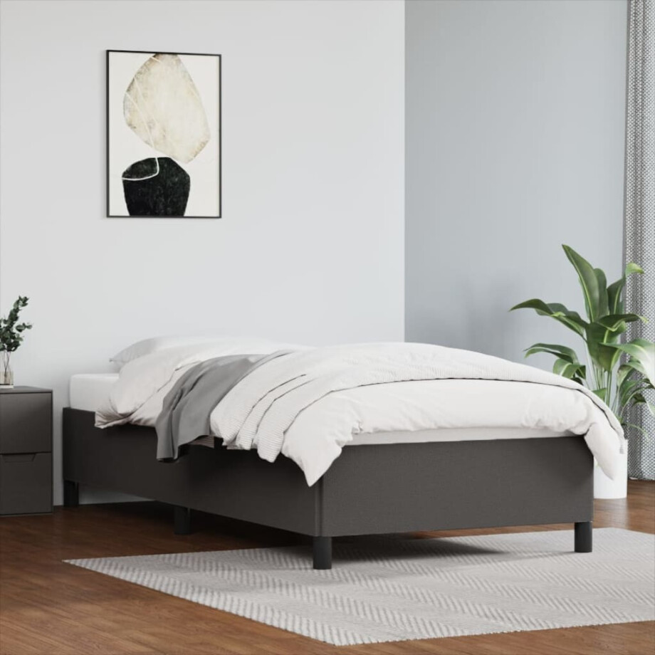 vidaXL Bedframe kunstleer grijs 90x200 cm afbeelding 1