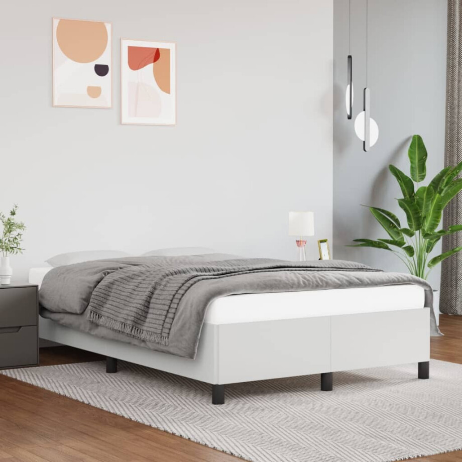 vidaXL Bedframe kunstleer wit 120x200 cm afbeelding 1