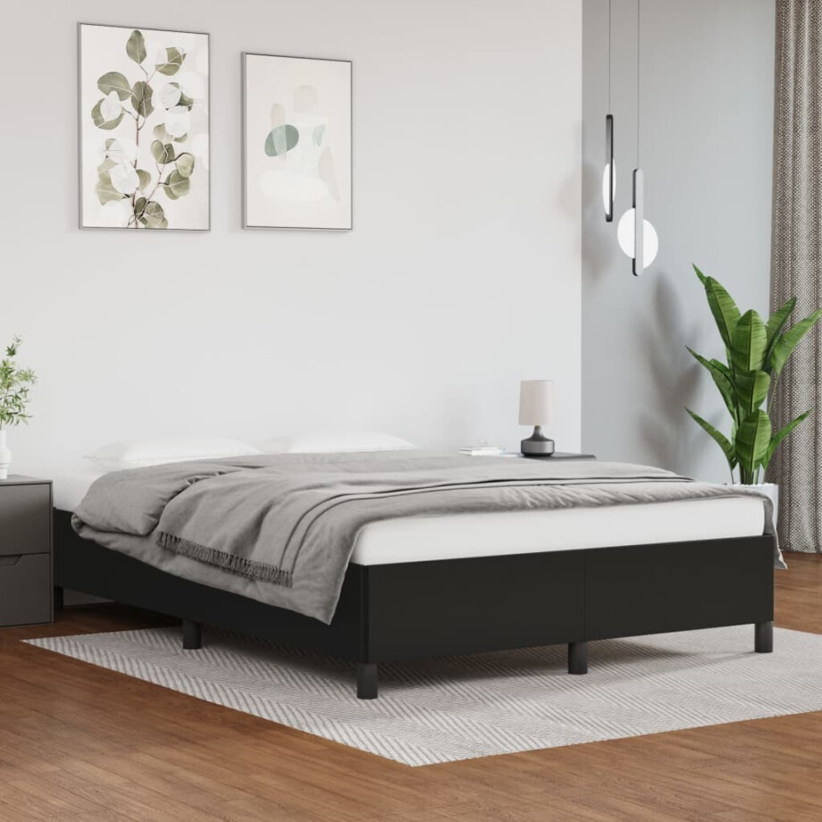 vidaXL Bedframe kunstleer zwart 140x190 cm afbeelding 1