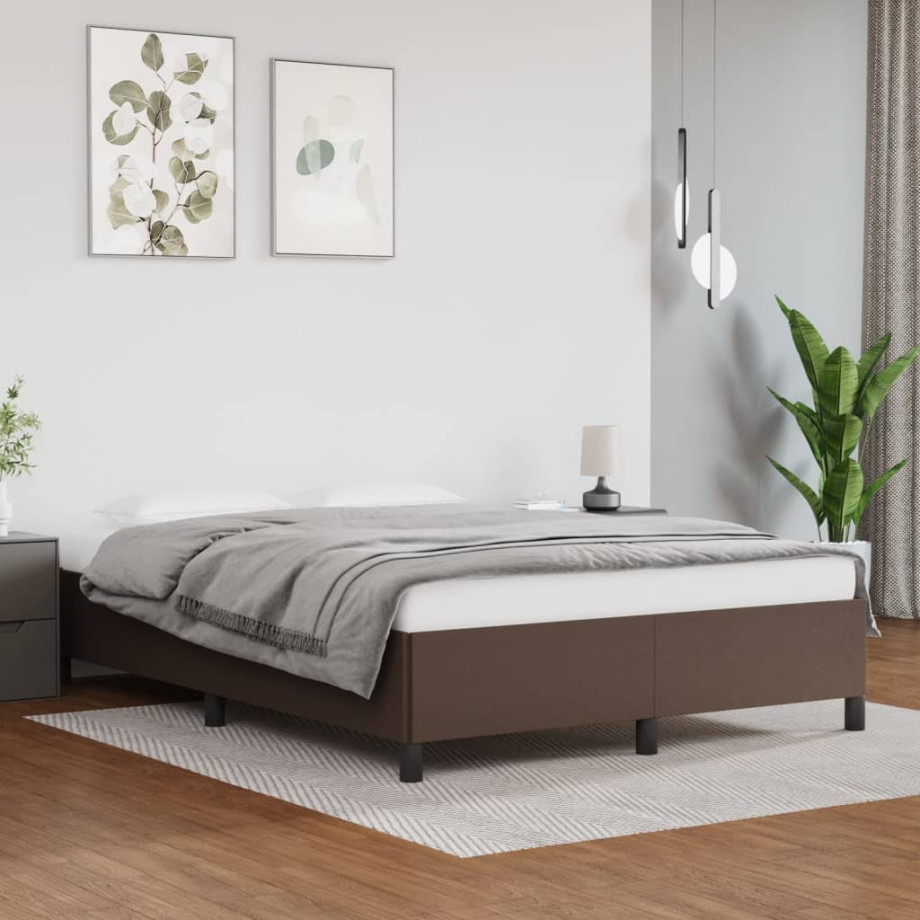 vidaXL Bedframe kunstleer bruin 140x190 cm afbeelding 1