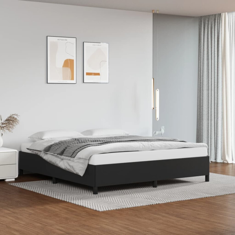 vidaXL Bedframe kunstleer zwart 160x200 cm vidaXL Bedframe kunstleer zwart 160x200 cm afbeelding 1