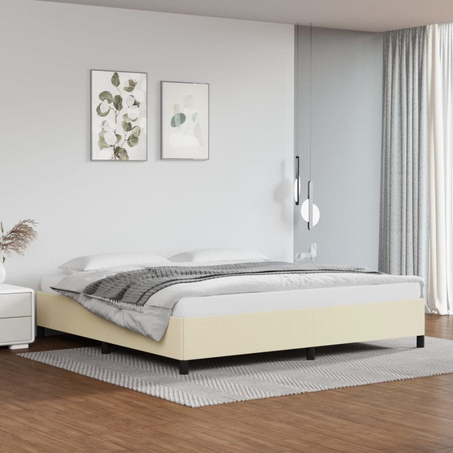 vidaXL Bedframe kunstleer crèmekleurig 200x200 cm afbeelding 1