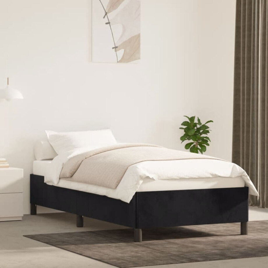 vidaXL Bedframe zonder matras 100x200 cm fluweel zwart vidaXL Bedframe zonder matras 100x200 cm fluweel zwart afbeelding 1