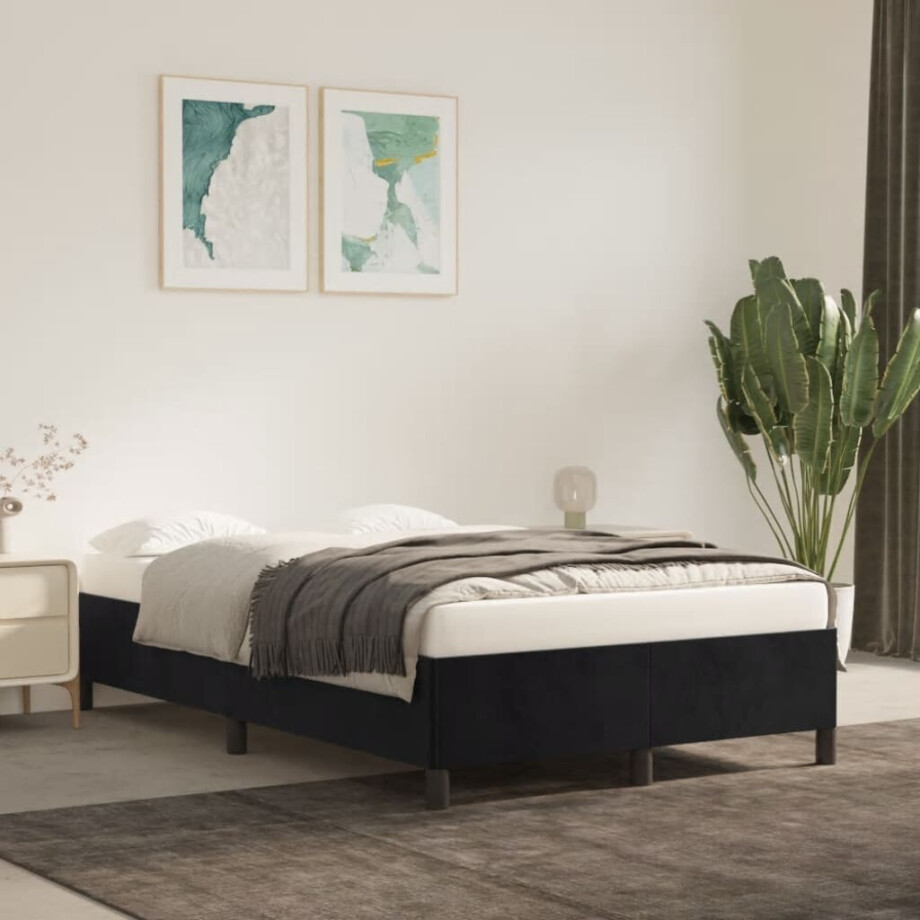 vidaXL Bedframe zonder matras 120x200 cm fluweel zwart vidaXL Bedframe zonder matras 120x200 cm fluweel zwart afbeelding 1