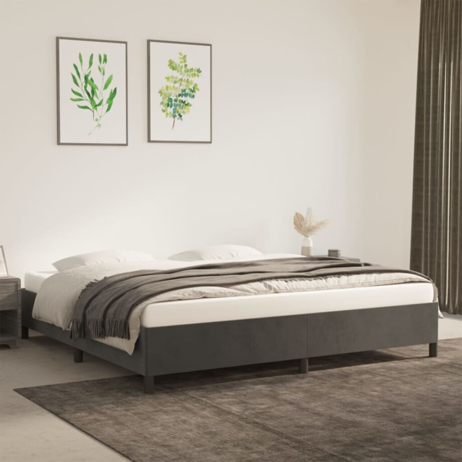vidaXL Bedframe zonder matras 200x200 cm fluweel donkergrijs vidaXL Bedframe zonder matras 200x200 cm fluweel donkergrijs afbeelding 1