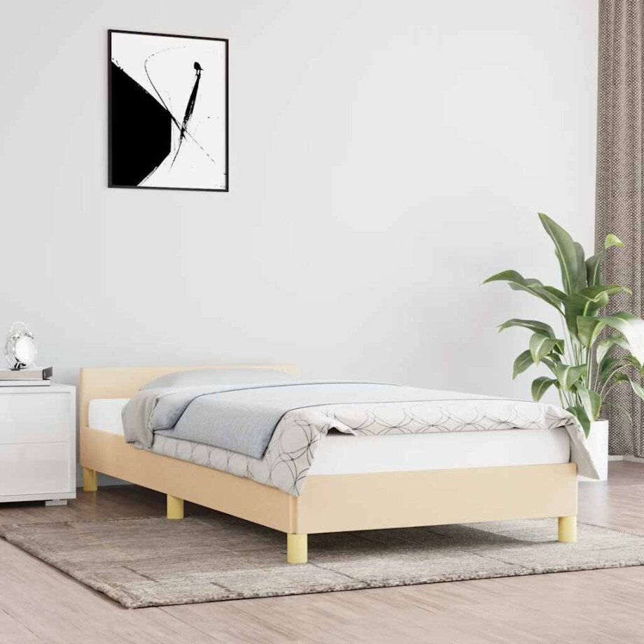 vidaXL Bedframe zonder matras 100x200 cm stof crèmekleurig vidaXL Bedframe zonder matras 100x200 cm stof crèmekleurig afbeelding 1