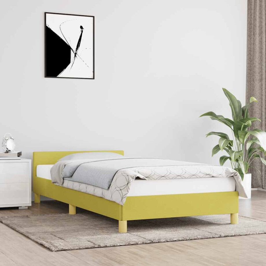 vidaXL Bedframe zonder matras 100x200 cm stof groen afbeelding 1