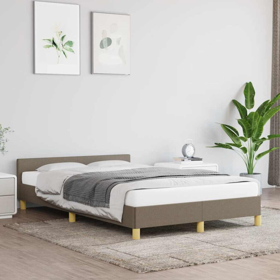 vidaXL Bedframe zonder matras 120x200 cm stof taupe afbeelding 1