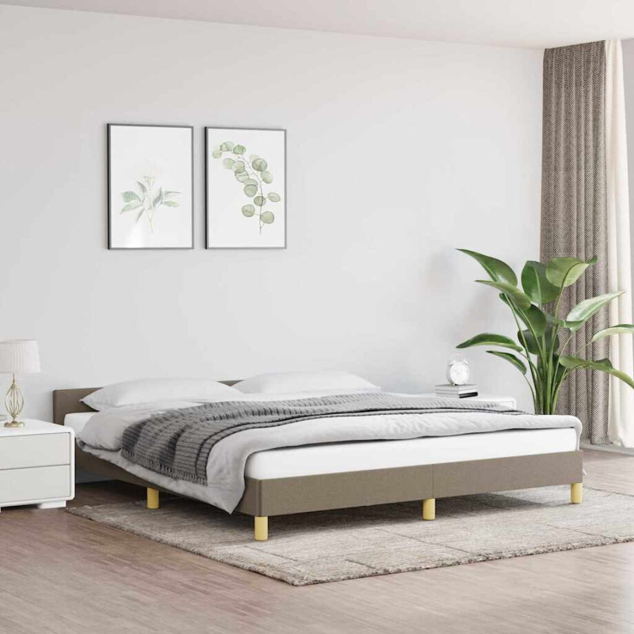 vidaXL Bedframe zonder matras stof taupe 160x200 cm afbeelding 1