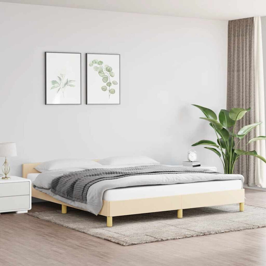 vidaXL Bedframe zonder matras stof crèmekleurig 180x200 cm afbeelding 1