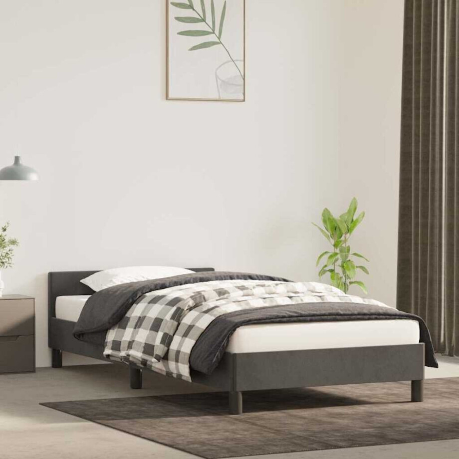 vidaXL Bedframe zonder matras 90x200 cm fluweel donkergrijs vidaXL Bedframe zonder matras 90x200 cm fluweel donkergrijs afbeelding 1