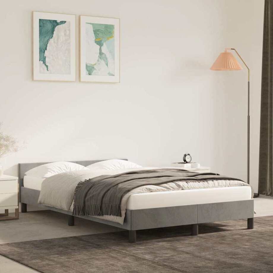 vidaXL Bedframe zonder matras 120x200 cm fluweel lichtgrijs vidaXL Bedframe zonder matras 120x200 cm fluweel lichtgrijs afbeelding 1