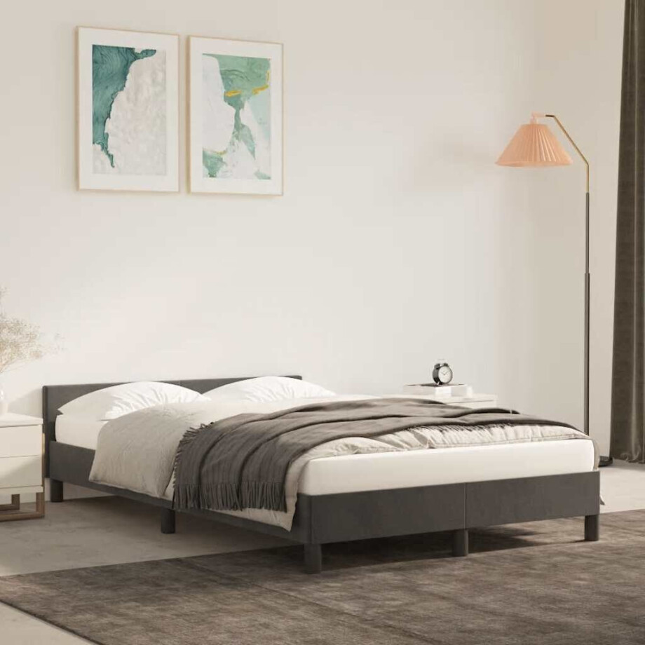 vidaXL Bedframe zonder matras 120x200 cm fluweel donkergrijs vidaXL Bedframe zonder matras 120x200 cm fluweel donkergrijs afbeelding 1