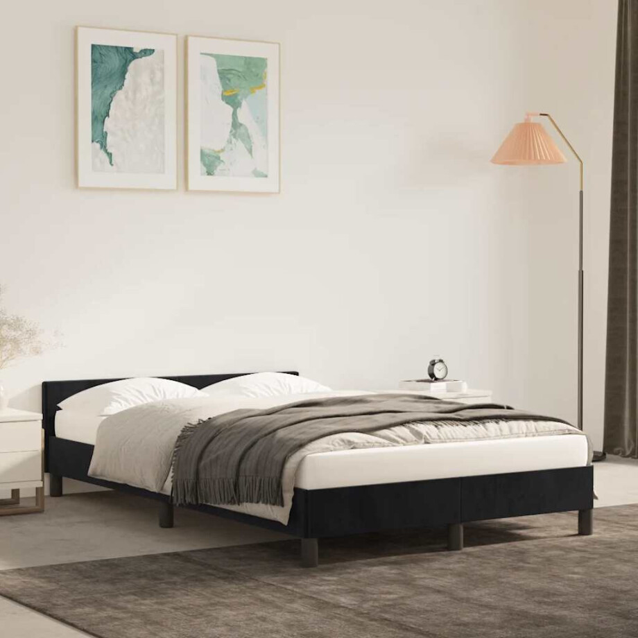 vidaXL Bedframe zonder matras 120x200 cm fluweel zwart vidaXL Bedframe zonder matras 120x200 cm fluweel zwart afbeelding 1