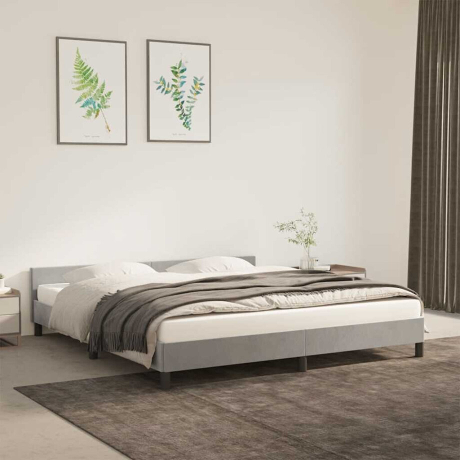 vidaXL Bedframe zonder matras 180x200 cm fluweel lichtgrijs vidaXL Bedframe zonder matras 180x200 cm fluweel lichtgrijs afbeelding 1