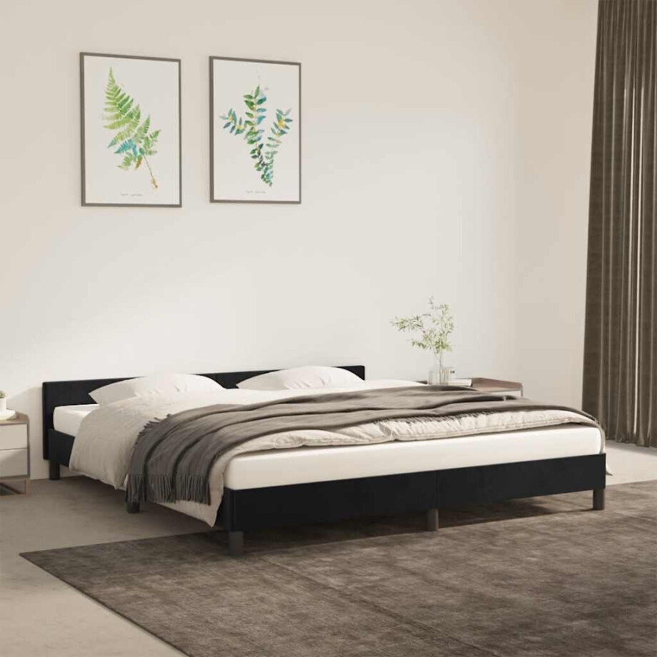 vidaXL Bedframe zonder matras 180x200 cm fluweel zwart afbeelding 1