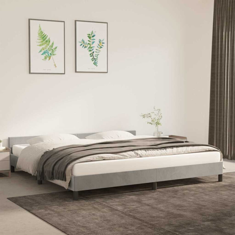 vidaXL Bedframe zonder matras 200x200 cm fluweel lichtgrijs vidaXL Bedframe zonder matras 200x200 cm fluweel lichtgrijs afbeelding 1